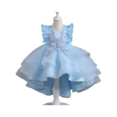 Imagem de Vestido Longo De Verão Para Meninas Com Mangas Voando E Tule, Estilo P