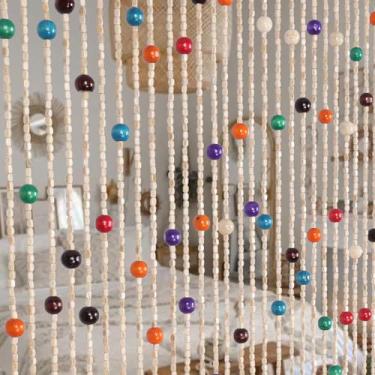 Imagem de Cortina com contas de bambu, 38 fios, 90 x 190 cm, cortinas feitas à mão para porta de madeira natural para porta pendurada na porta, divisória de quarto, decoração de casa