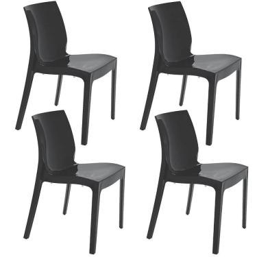 Imagem de Kit 4 Cadeiras Tramontina Alice Brilho Summa Em Polipropileno Preto 92037009