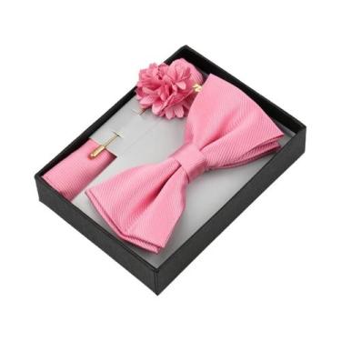 Imagem de Conjunto De Gravata Borboleta Floral Masculina Com Lenço De Bolso, Bro