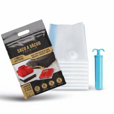 Imagem de Kit 10 Saco a Vácuo 40x60cm com Bomba Manual Organizador p/ Mala Viage