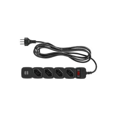 Imagem de Protetor Eletrônico Intelbras EPE204 Usb+4t 2usb Preto - INTELBRAS - C