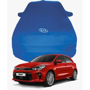 Imagem de Capa de Carro Kia Rio Hatch Tecido  Lycra Premium - Cadilhe Capas, Azu