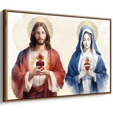 Imagem de Quadro decorativo Sagrado Coração de Jesus e Imaculado Coração de Mari