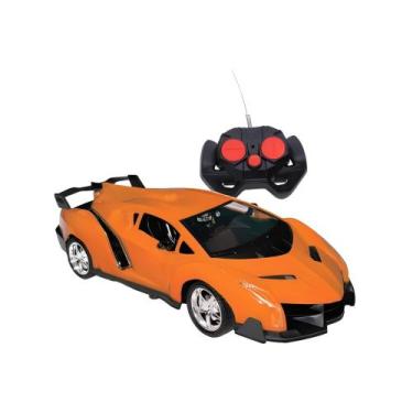 Imagem de Brinquedo Infantil Carro Esportivo Laranja com Controle Remoto, Luz e 