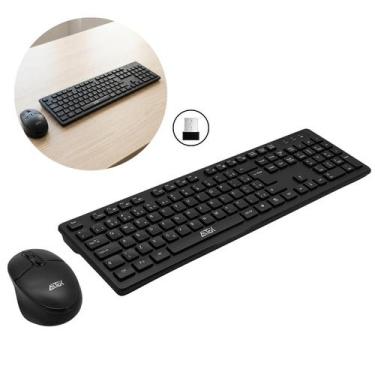 Imagem de Kit Teclado e Mouse Sem Fio Aitek AKTW111 2.4G Preto Ergonômico