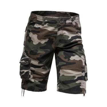 Imagem de Bermudas Casuais Masculinas Em Camuflagem, Soltas, De Algodão, Para Es