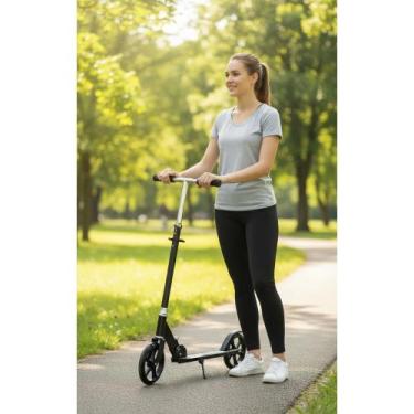 Imagem de Patinete Dobrável 100kg Ajustável Preto Leve - Congratulations Store