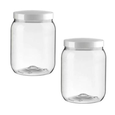 Imagem de Kit 2 Potes Plástico Bandeirante Cristal Mantimento 1 Litro