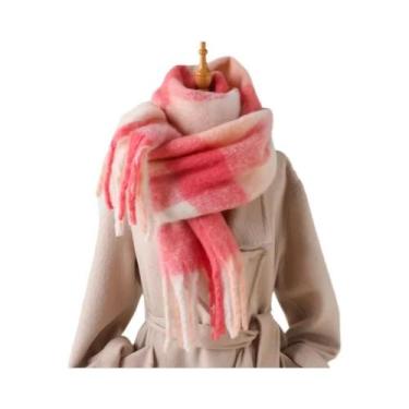 Imagem de Cachecol Feminino De Luxo Em Caxemira Xadrez, Xale Quente De Inverno, 