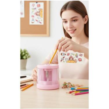 Imagem de Apontador Elétrico Rosa com Depósito: Lápis Perfeitos Rápido - Congrat