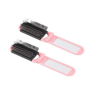 Imagem de Escova De Cabelo Portátil Antiestática Dobrável Com Espelho E Almofada