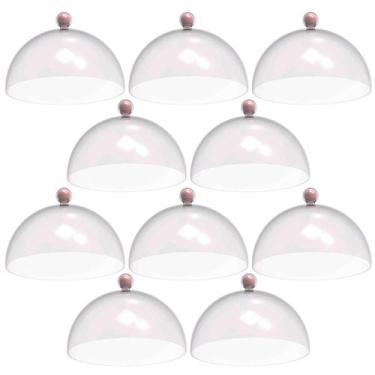 Imagem de Kit 8 Cúpulas Plásticas 30cm Rosa para Bolo Torta Doces Hotel Confeita