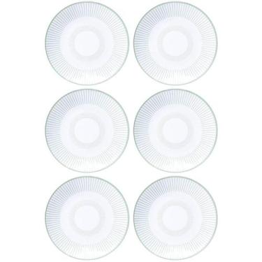 Imagem de Jogo 6 Pratos Fundos Tramontina em Porcelana Branca Decorada 21cm Line