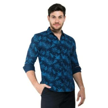 Imagem de Camisa Social Slim Fit Linho +Algodão Yacht Master - Marinho, Azul mar