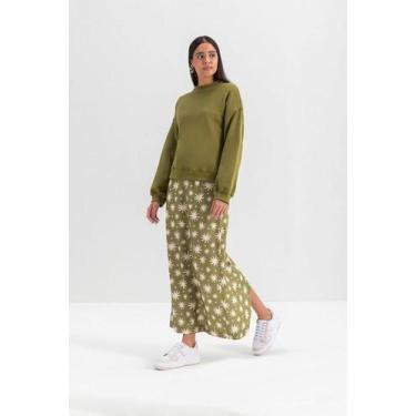 Imagem de Saia Feminina Viscose Essendi P, G, Verde médio