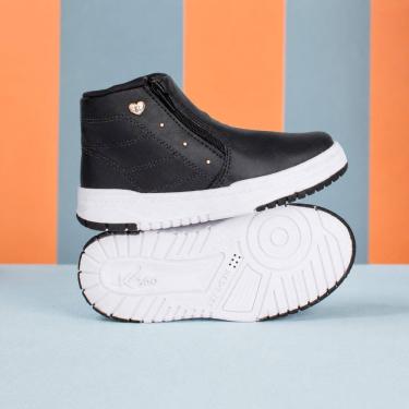 Imagem de Tênis Infantil Menina K360 Estilo Respitec Preto Cano Alto Zíper Calce Fácil Confortável