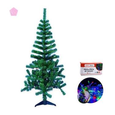 Imagem de Árvore Natal 90cm Tradicional Verde 70 Galhos KIT com Led - KIT Árvore
