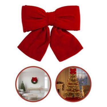Imagem de Laço Grande Vermelho Veludo Árvore Natal Decoração 20cm Vermelho Camur