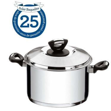 Imagem de Caldeirão Solar Baquelite Inox 20cm Aço Inox Fundo Triplo 4,5L Preto Tramontina