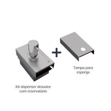 Imagem de Módulo Dispenser Dosador Inox e Tampa Para Porta Esponja Gourmet Acess