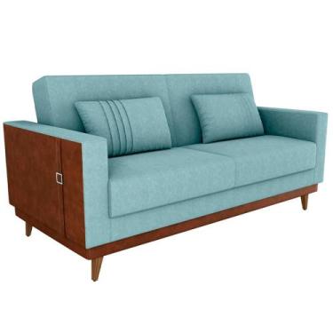 Imagem de Sofa Cama 2 Lugares 203 cm Esther Boucle Azul material sintético Whisk