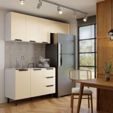 Imagem de Cozinha Completa Vicenza 6 Portas 3 Gavetas Branco/Creme - Panorama Móveis