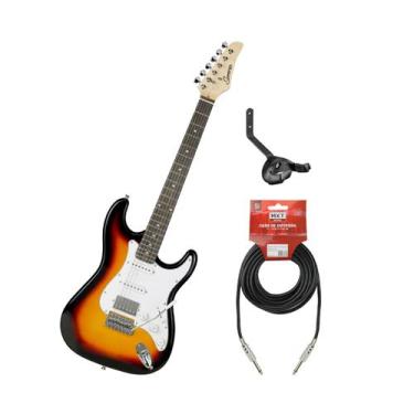 Imagem de Kit Guitarra Elétrica Strato HSS 6 Cordas Sonoros Sunburst Com Cabo 5M