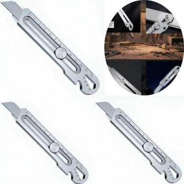 Imagem de Kit 3x Estilete Profissional 18mm Aço Inox - Genérica