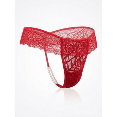 Imagem de Calcinha Masculina De Renda Com Babado E Detalhe Pérolas Conforto Luxo
