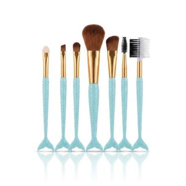 Imagem de Kit Pinceis de Maquiagem Sereia 10 Pecas Cabo Decorativo Ponteiras Dou