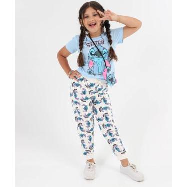 Imagem de Calça Infantil Moletom Estampa Stitch Tam 4 a 10 Off W-37089 - Disney,