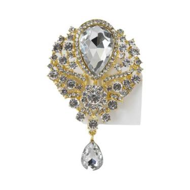 Imagem de Broches Femininos Brilhantes De Strass Em Formato De Gota Para Festas 