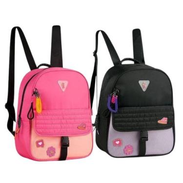 Imagem de Kit 2 Mochilas Bolsas Luluca Com Bolso Antifurto, Chaveiro Estiloso, D