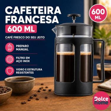 Imagem de Cafeteira Francesa Prensa 600ml Manual Premium Café Chá Filtro Inox Es