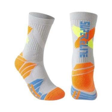 Imagem de Meias Esportivas Masculinas De Cano Alto 1 Par, Acolchoadas Com Absorç