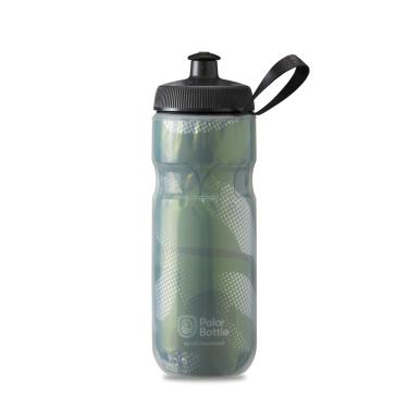 Imagem de Polar Bottle Garrafa de água esportiva isolada – livre de BPA, garrafa esportiva e de bicicleta com alça (Contender – Verde oliva e prata, 590 ml)