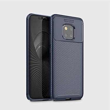 Imagem de LIYONG Capa para celular em forma de besouro textura de fibra de carbono à prova de choque capa TPU para Huawei Mate 20 Pro (preto) bolsas mangas (cor: azul)