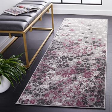 Imagem de SAFAVIEH Coleção Adirondack 6,08 cm x 30,64 cm cinza claro/roxo ADR115M floral sem queda sala de estar quarto corredor tapete
