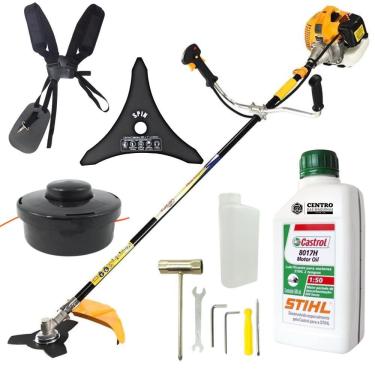 Imagem de Roçadeira Profissional Lateral Vulcan VR520H á Gasolina 2 Tempos 52cc + Óleo 2 Tempos Castrol Stihl 500ml Para Melhor Desempenho e Manutenção do Motor