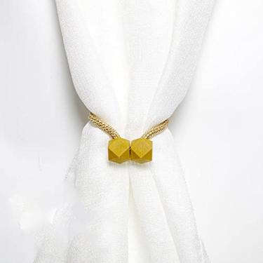 Imagem de Fivela de cortina magnética de cor sólida para decoração de quarto de sala de estar, amarela, 1 peça