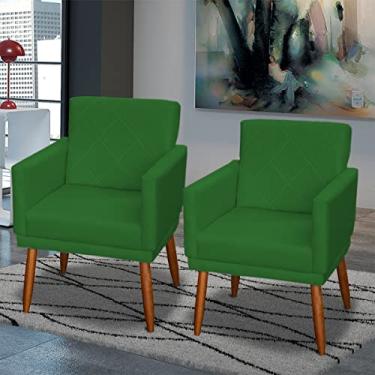 Imagem de Kit 2 Poltronas Decorativas Para Sala Beatriz Com Base Cadeiras Reforçadas Para Sala De Espera Consultório Escritório Recepção Manicure Sala De Estar Suede Cores Pé Castanho - Clique & Decore (Verde)