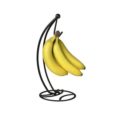 Imagem de Home Basics Suporte de banana de aço, resistente a ferrugem, evita contusões, base circular, acabamento acetinado preto