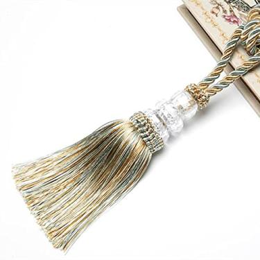 Imagem de 2 peças cortina tieback borla cristal frisado corda pendurada gravata decoração para casa cortinas douradas titular cordão fivela atadura acessórios de quarto, azul mix, 4 peças