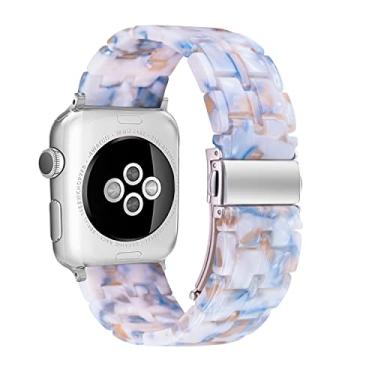 Imagem de Pulseira Compatível com Apple Watch Band 38mm 40mm 41mm pulseira de fita de resina fina com substituição de fivela de aço inoxidável para iWatch Series SE 8 7 6 5 4 3 2 1 para mulheres homens