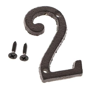 Imagem de Placa de ferro forjado número de porta placa faça você mesmo dígito, número 2