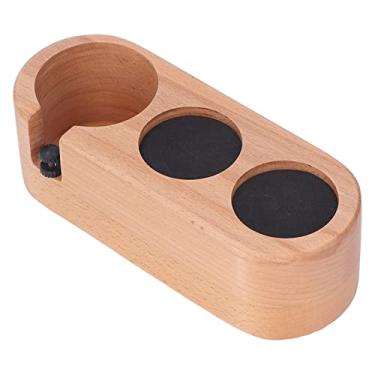 Imagem de Suporte de Tamper de Filtro de Café, Estação de Tamper de Café Antiderrapante, Base de Suporte de Esteira de Café de Madeira, Suporte de Tamper de Filtro de Café de 3 Furos