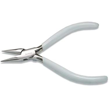 Imagem de The Beadsmith 5 inch (130mm) Chain Nose Plier, Polished Steel Head, White PVC Grip and Double-Leaf Spring Handle, Jewelry Making Tool, 300 Series