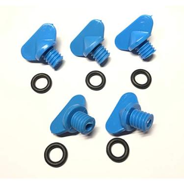 Imagem de Lucasng Kit de parafusos de drenagem de água para coletor de exaustão de plástico azul 5 peças para Mercruiser