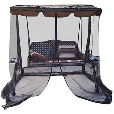 Imagem de Yajun Mosquiteiro de assento de balanço cobertura de tela de insetos de resfriamento ao ar livre cortinas retangulares respiráveis dossel para jardim doméstico (apenas rede de mosquito), preto, 125 x 155 cm